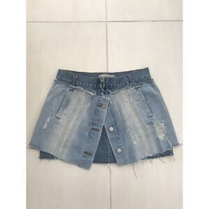 36Point5 Distressed Denim Micro Mini Skirt